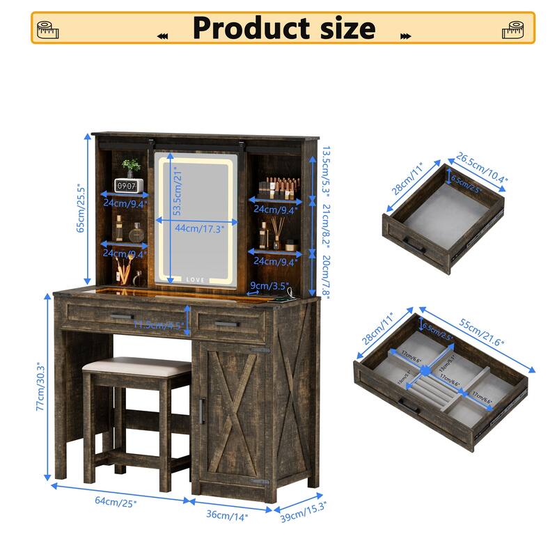 Makeup Vanity With Led Light and Outlets