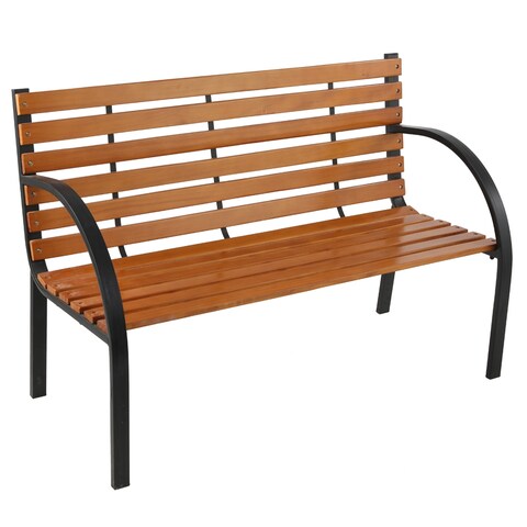 48" Slotted Steel Cast Iron Frame Outdoor Patio Garden Bench Park Seat