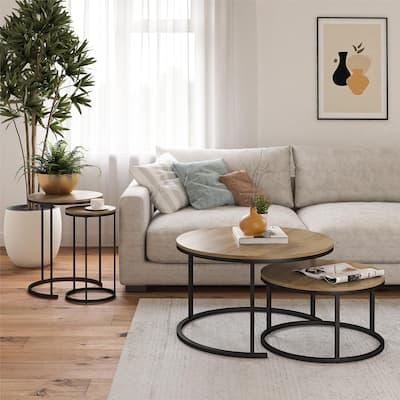 Ameriwood Home Clarine 4-Piece Nesting Coffee and End Table Bundle