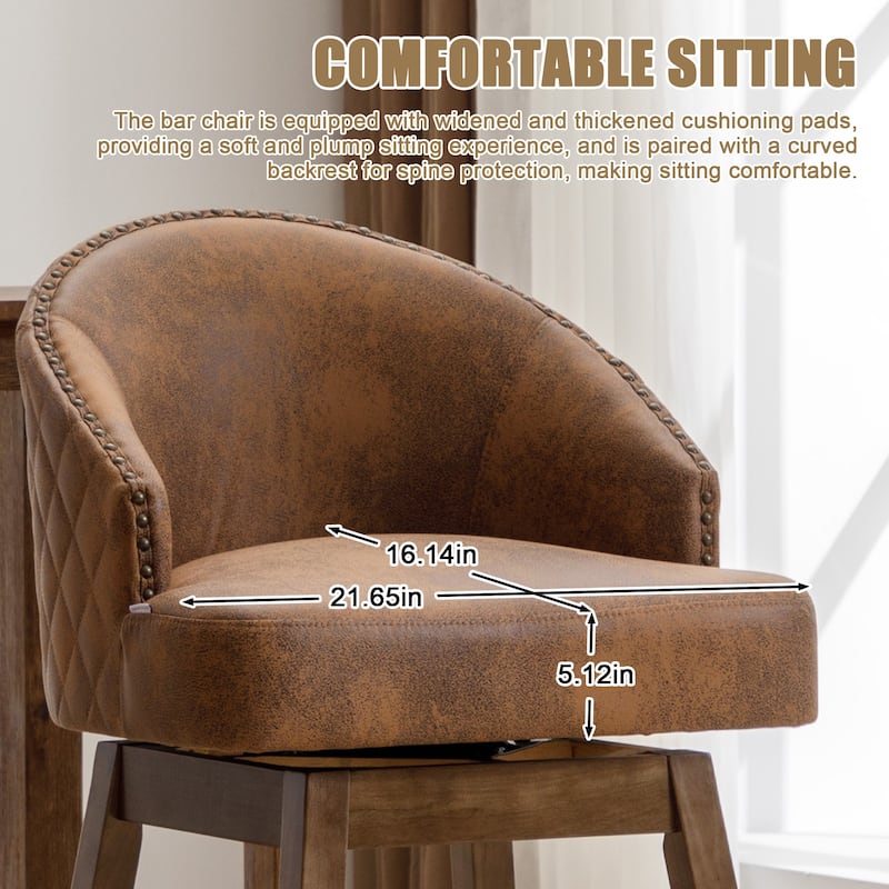 Rotating Bar Chair, Counter Height Bar Chair With Backrest, Rotating Kitchen Stool, Set of 2