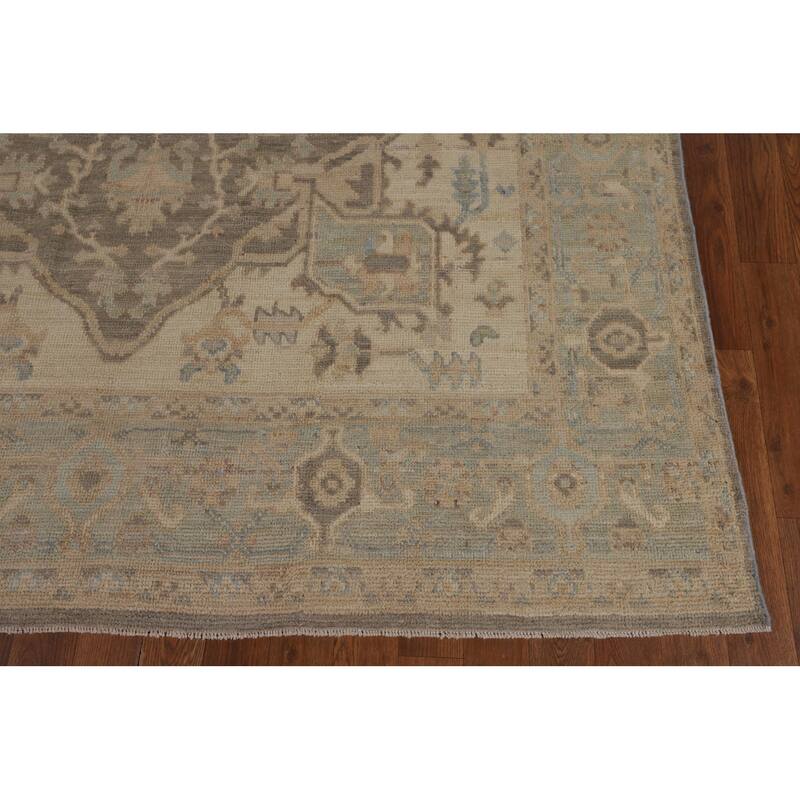 Vegetable Dye Grey Oushak Turkish Area Rug Hand-Knotted Wool Carpet - 6'0"x 8'9"