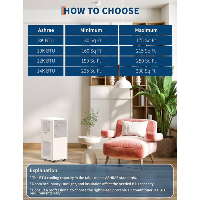Portable Air Conditioner - 3-in-1 Cooling/Dehumidifier & Fan, 42dB Quiet AC with Remote