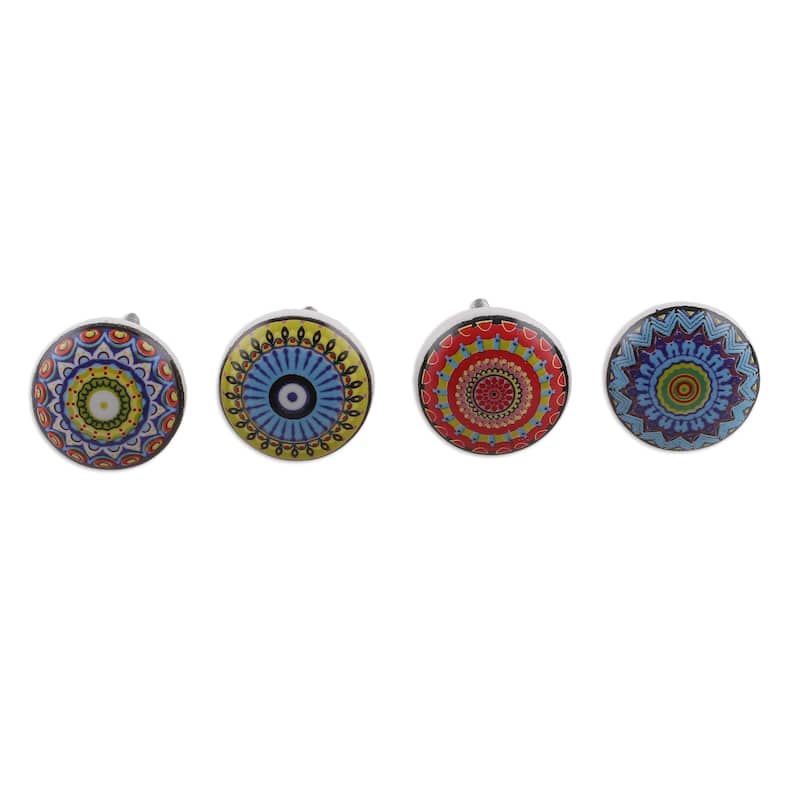 Novica Handmade Moroccan Glory Ceramic Knobs (Set Of 9)