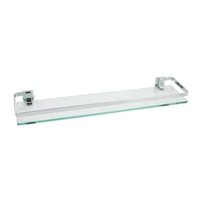Organize It All Wall Mounted Glass Shelf with Chrome Rail - 23.5x5.5x2