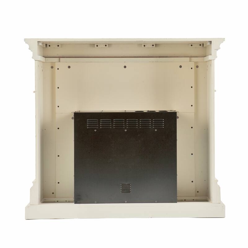 SEI Furniture Mazus Transitional Electric Fireplace with Ivory Mantel