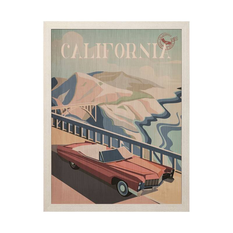 California "Go" Series Made To Order Canvas Art - 33 x 43 - Wood - Brown