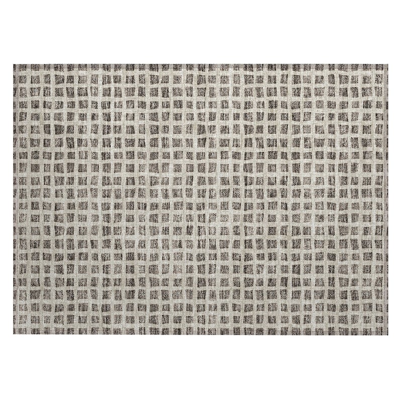 Machine Washable Indoor/ Outdoor Chantille Squares Rug
