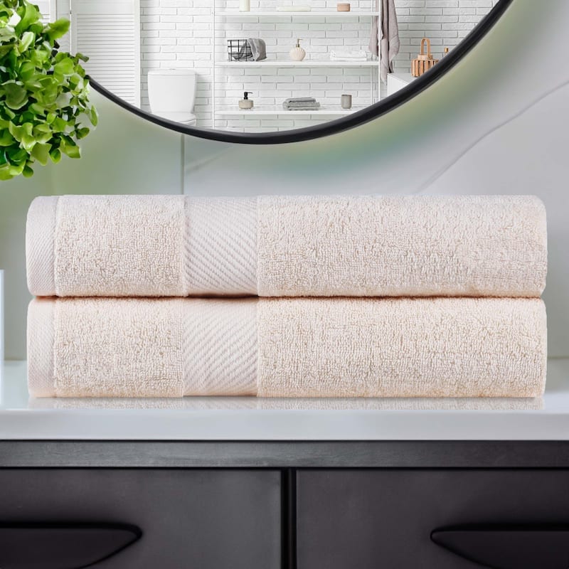 Superior Kendell Egyptian Cotton Solid Medium Weight Bath Towel Set of 2 - Ivory