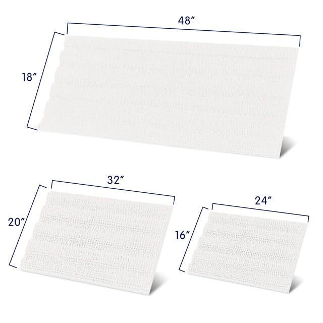 Subrtex Non-slip Bathroom Rug Chenille Soft Striped Plush Bath Mat