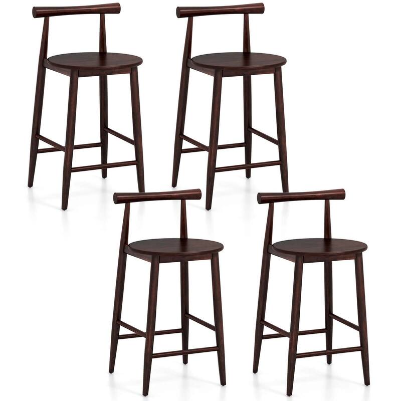 Costway Bar Chair Counter Height Stools Set of 2/4 with Acacia Wood - 4 PCS - Set of 4