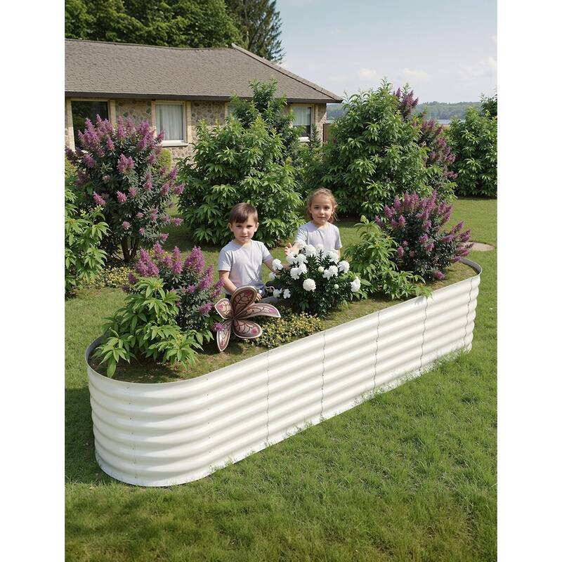 Oval Raised Garden Bed - 0.6mm Resistant Galvanized Steel Planter Box with Tool-Free Assembly,2 PCS