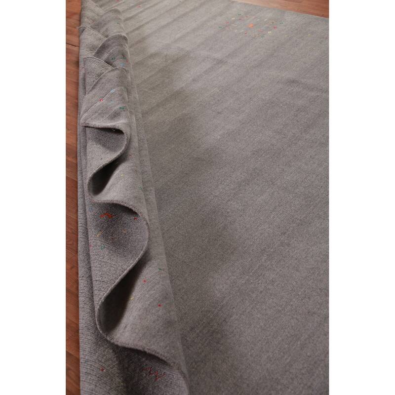 Hand Knotted Oriental 100% Wool Carpet Tribal Tribal Greys & Charcoal Gabbeh Area Rug - 12' 4'' X 8' 11''