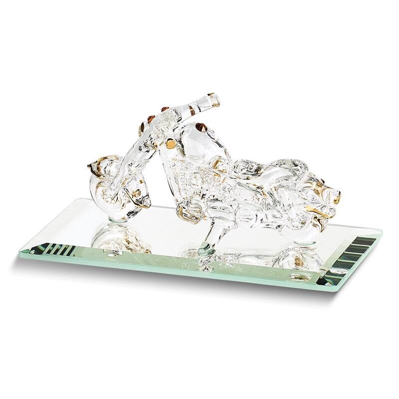 Curata Curata with Crystal Accents Handcrafted Glass Motorcycle Figurine