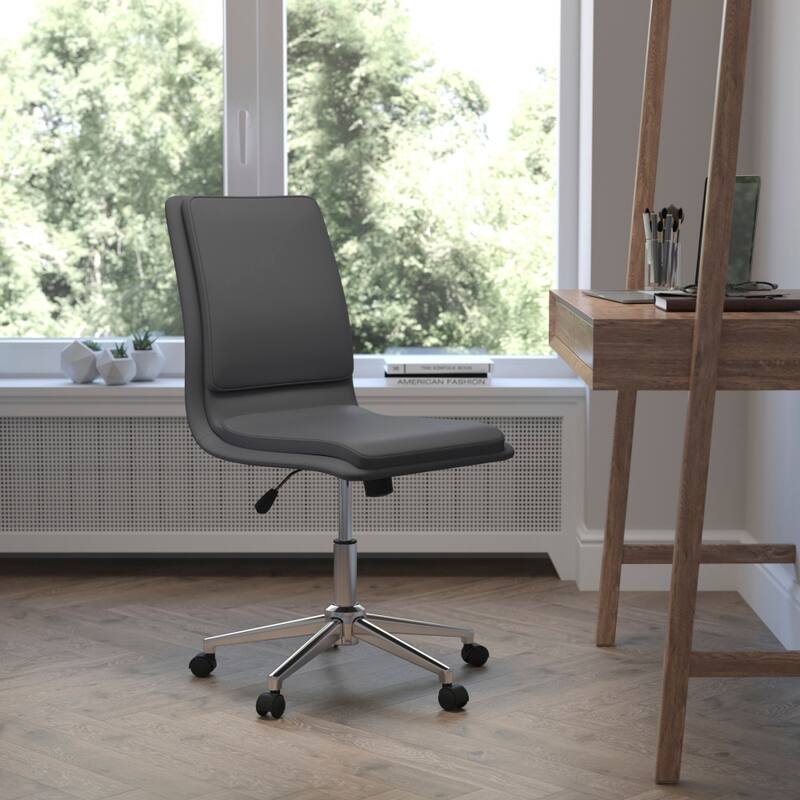 Mid-Back Armless Office Task Chair with Metal 5-Star Base - Gray