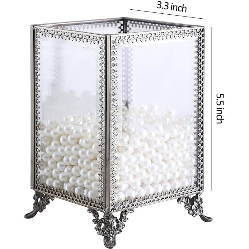 Glass Pearls Makeup Brush holder , Pen Holder ,Crystal Clear, Makeup Brush Organizer - Gold
