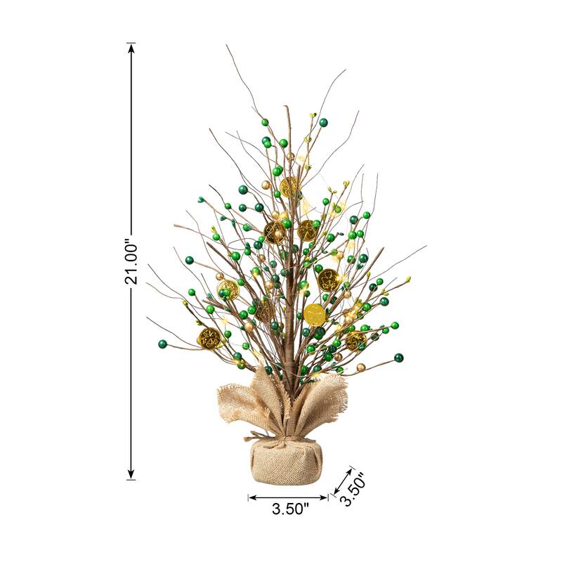 Glitzhome 21"H Lighted St. Patrick's Gold Coin Table Tree