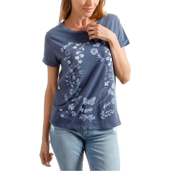 Lucky Brand Womens Flowers Graphic T-Shirt, blue, Small. Opens flyout.