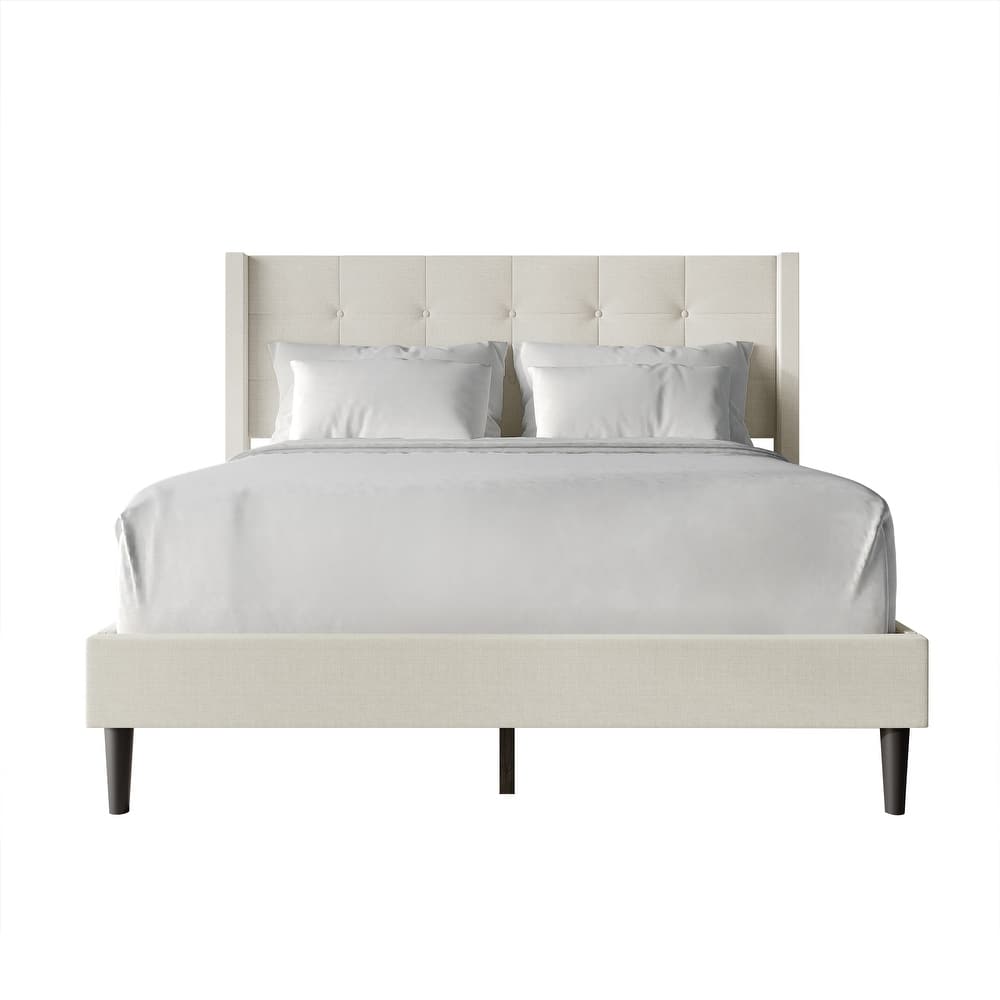 CraftPorch Elegance Wingback Upholstered Linen Bed