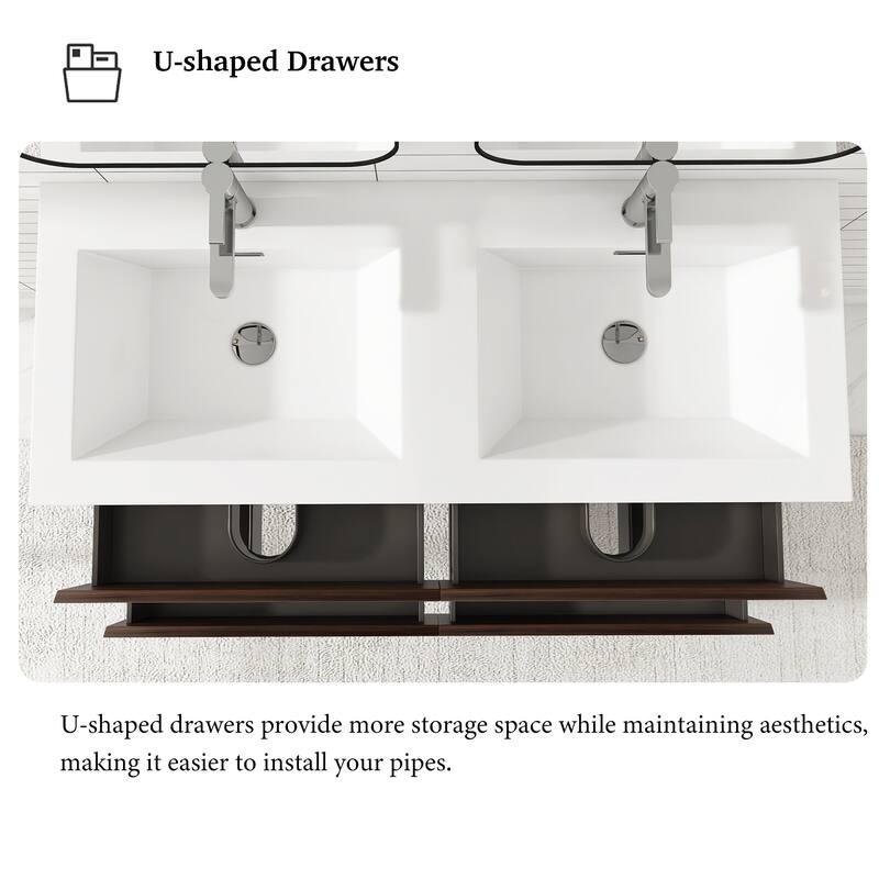 Angela 47 in.W x 19.5 in.D x 20.5 in.H Wall-Mounted Bath Vanity with White Cultured Marble Top