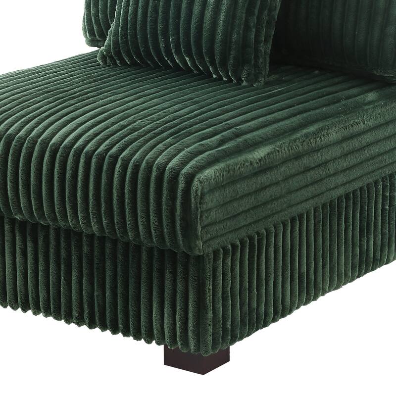 118.3" W Plush Corduroy Square Arm Upholstered Sectional Modular Sofa