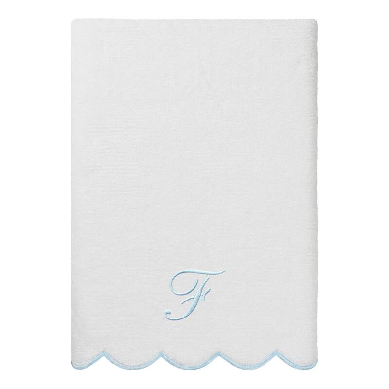 Authentic Hotel and Spa 100% Turkish Cotton Blue ADORNIA Scallop Personalized 3 Piece Towel Set - 3 Piece Set