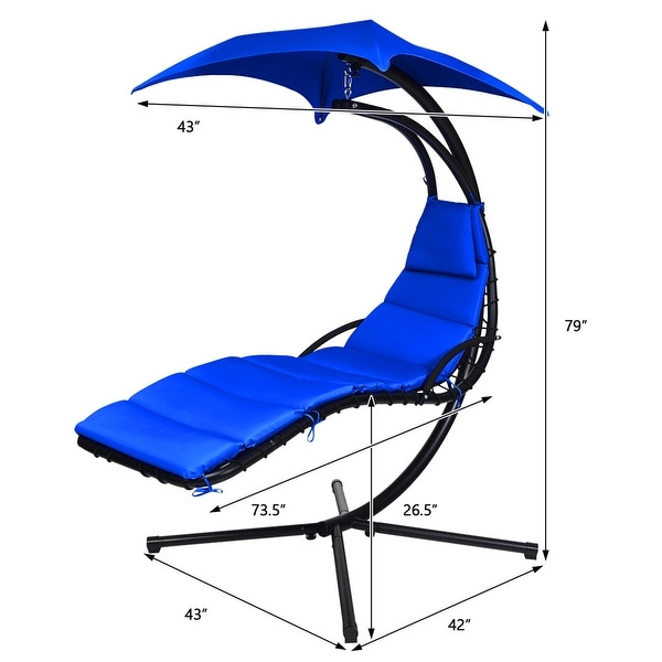 Best choice products hanging chaise lounger chair arc stand air porch swing hammock chair best sale canopy red orange
