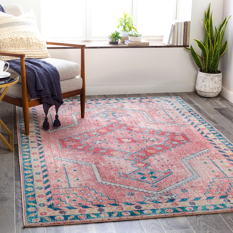 Livabliss Bruce Faded Tribal Medallion Area Rug - Blush - 5' 3" x 7' 3"