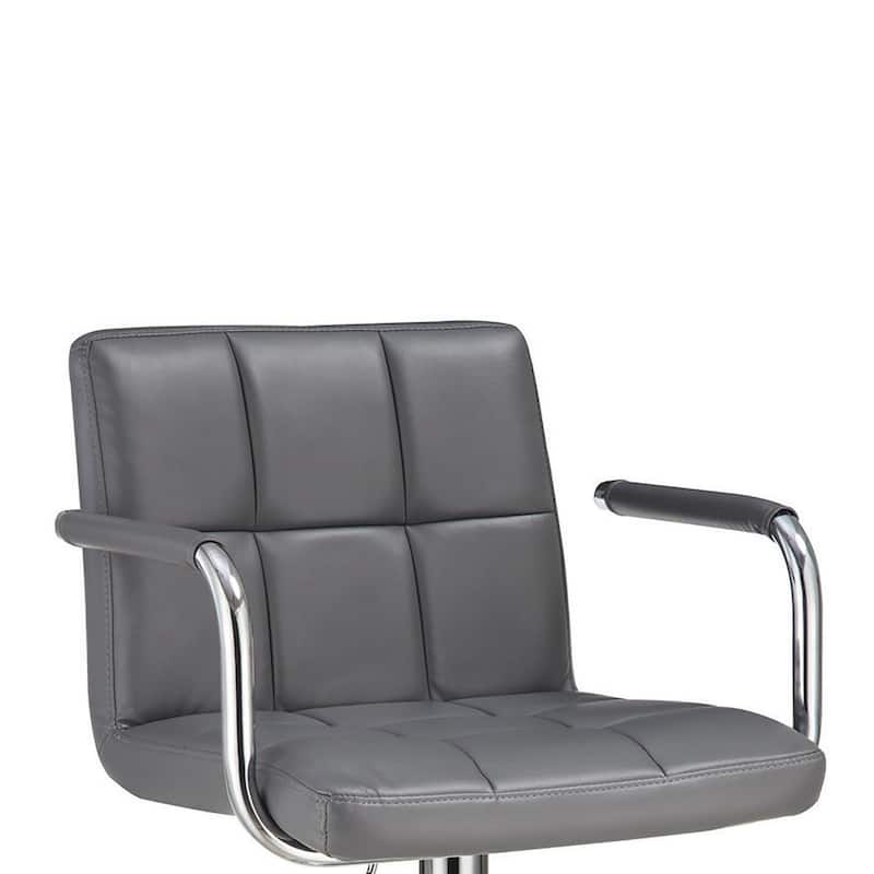 Grid Adjustable Swiveling Bar Stool, Grey - 43 H x 20.75 W x 19 L Inches