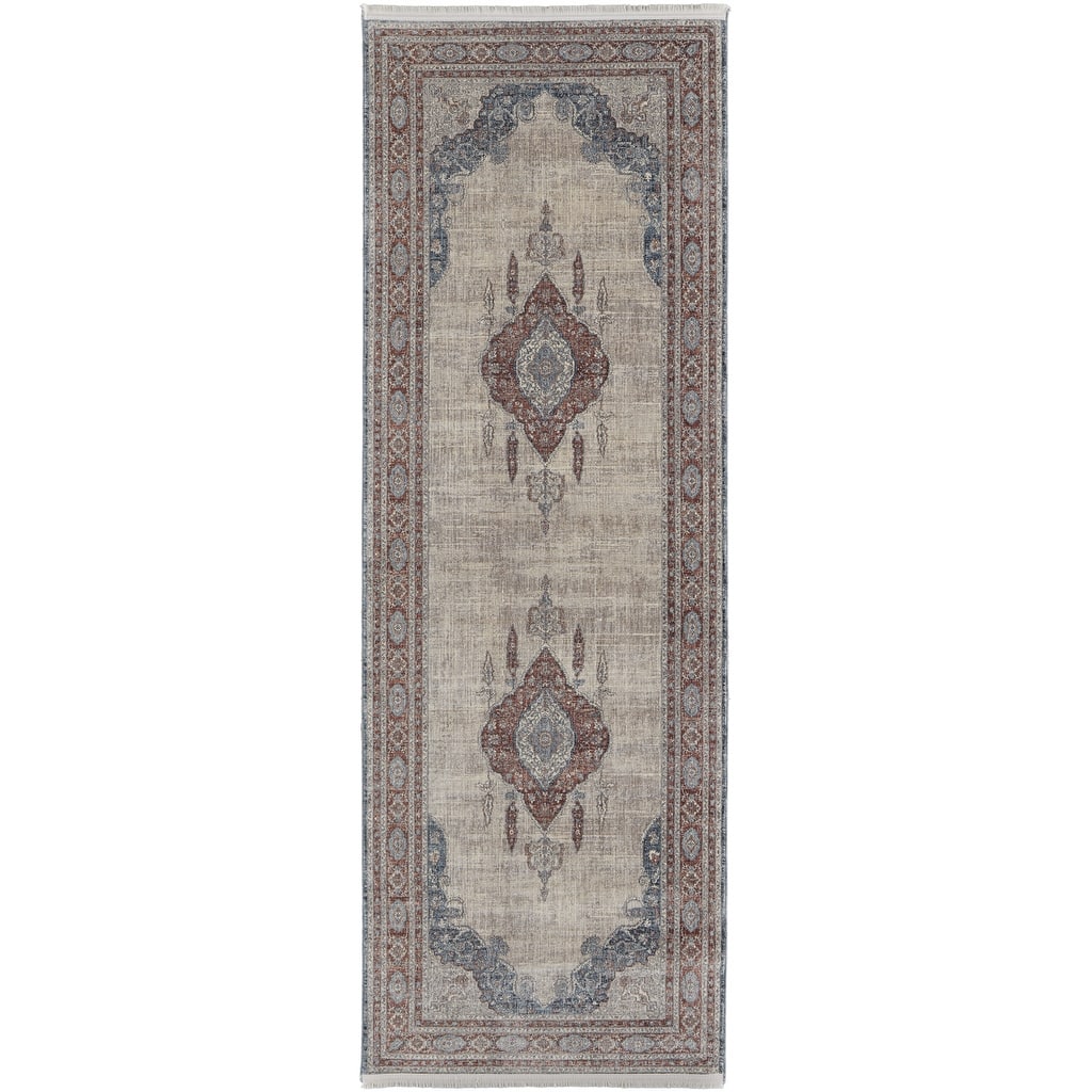 Weviq Power Loomed Floral Stain Resistant Area Rug By HomeRoots - 12' Runner
