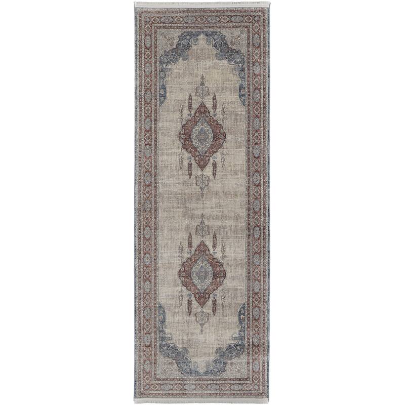 Wevom Power Loomed Floral Traditional Stain Resistant Low Pile with Fringe Durable Area Rug By HomeRoots - 10' Runner