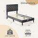 preview thumbnail 4 of 5, Gray Faux Linen Twin Platform Bed Tufted Headboard Sturdy Design