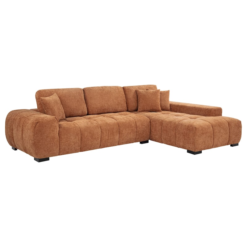 Octavia Fabric Upholstered Sectional Chaise Sofa - Orange