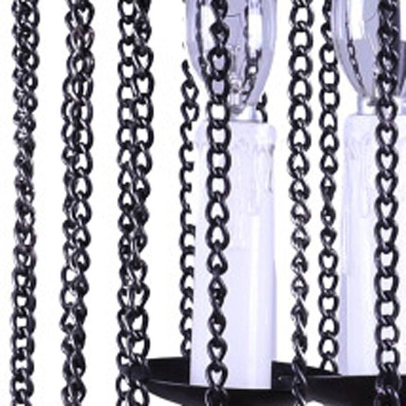 HomeRoots Black And Natural Wood and Metal Cylinder Three Light Dimmable Chandelier - 13.50' X '28.50' X '13.50