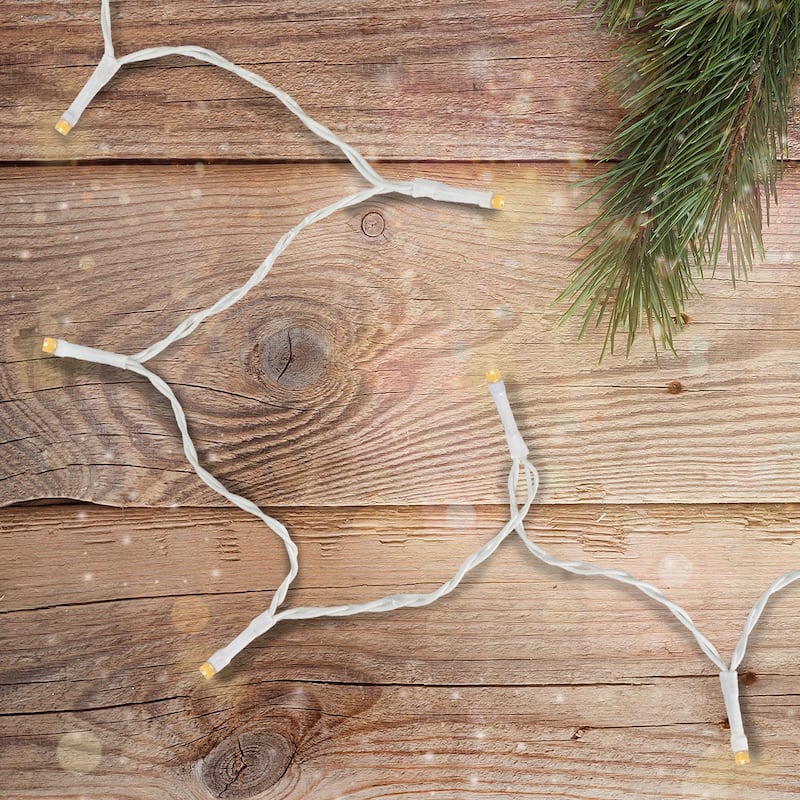 10 B/O Warm White LED Wide Angle Christmas Lights - 3 ft White Wire - 3'