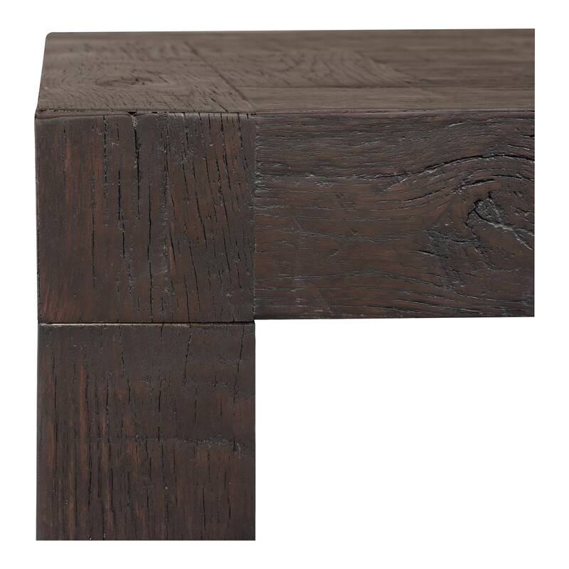 NADAAL STUDIOS Zephyrine Side Table, Solid Reclaimed Oak, Square, Rustic Brown Finish
