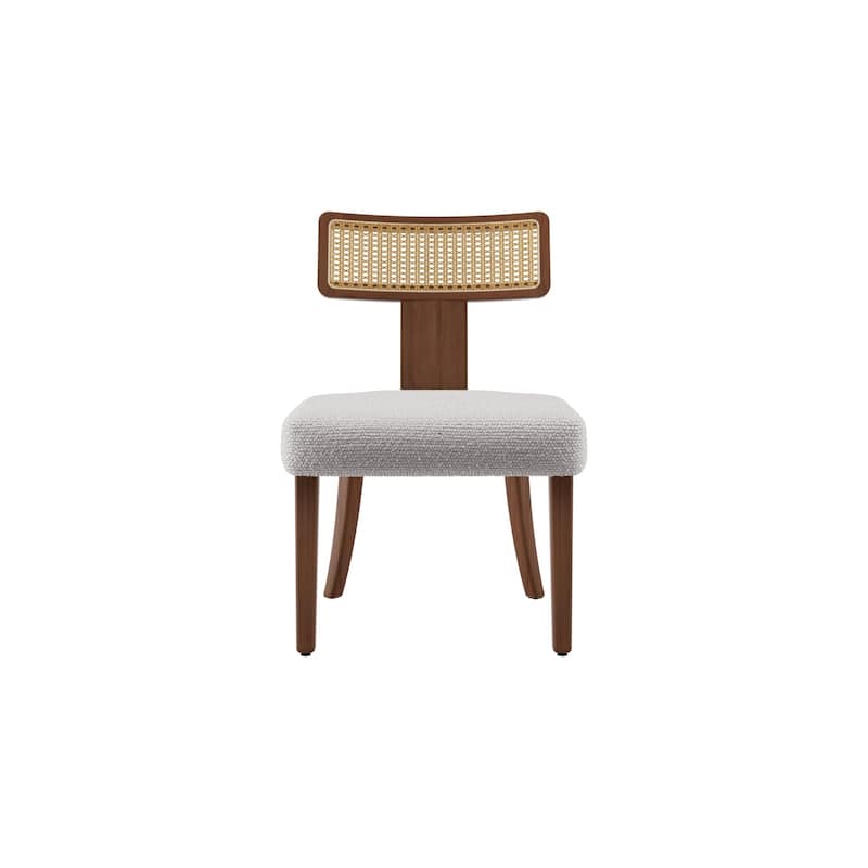 Mid Century Modern Dining Chairs Set of 2, Solid Wood and Rattan Net Back