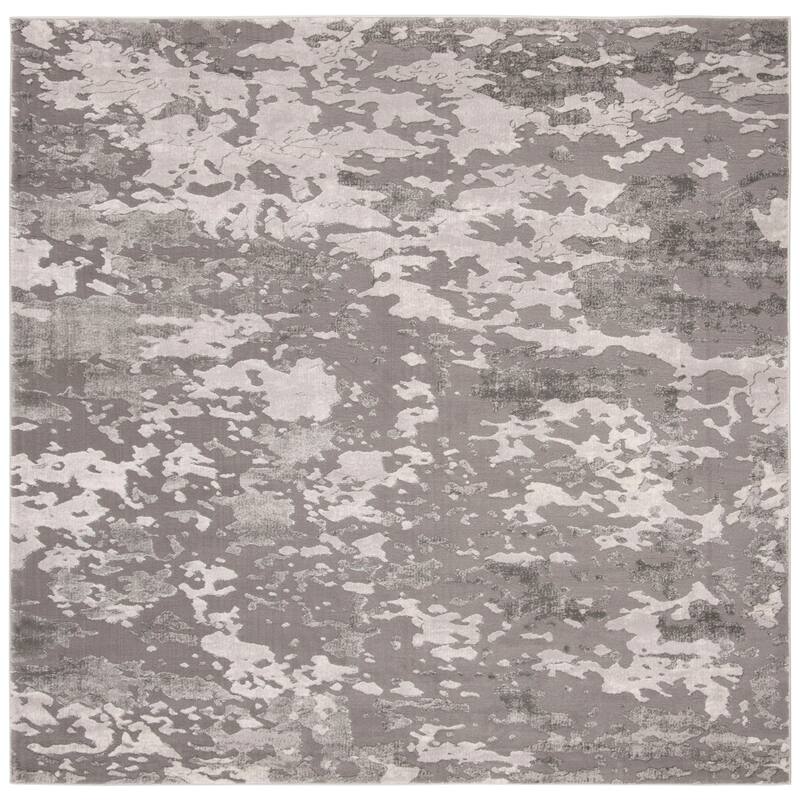 SAFAVIEH Lurex Carolee Modern Abstract Polyester Rug - 6'7" Square - Grey/Light Grey