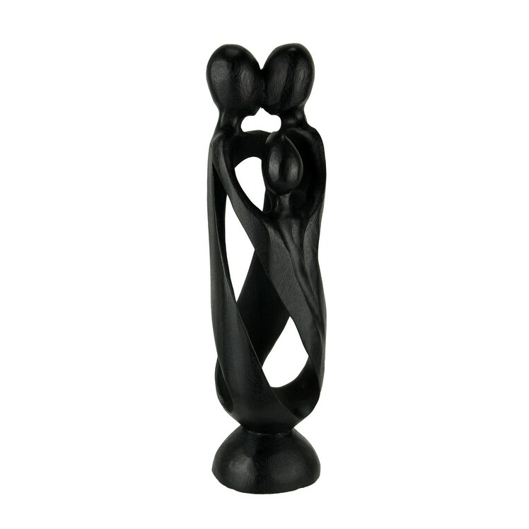 Shop Family Of 3 Black Hand Carved Wood Abstract Statue 12 X