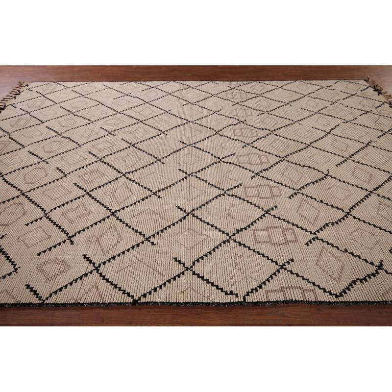 All-Over Trellis Moroccan Oriental Area Rug Handmade Wool Carpet - 8'1"x 11'10"