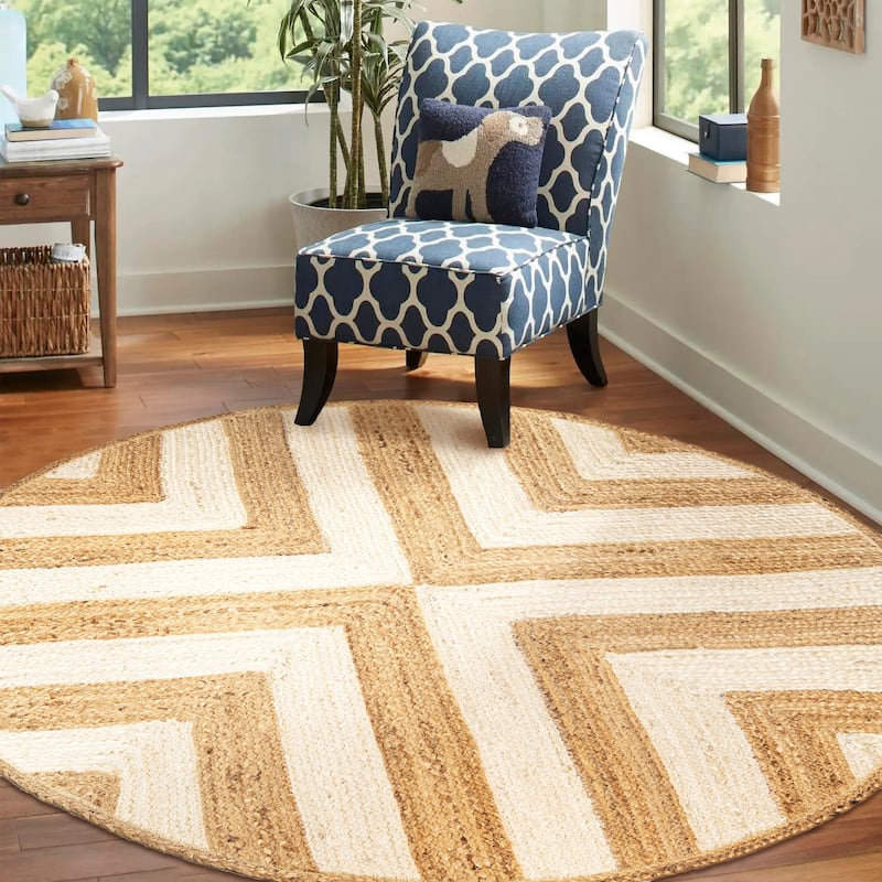 JONATHAN Y Petal Two-Tone Jute Hippy Circle Area Rug