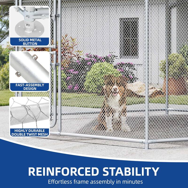 Moasis Large Outdoor Dog House with UV-Resistant Waterproof Roof Cover and Secure Lock Dog Fence Outdoor for Yard