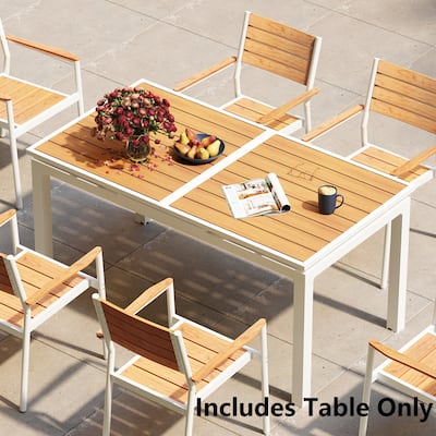 VredHom Outdoor Aluminum Dining Table 6-Person Patio Expandable Table - 83.1" / 63.2" (L) x 33.66" W x 30.51" H