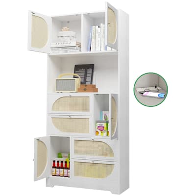 Storage Cabinet Freestanding Hutch Cabinet with Power Outlet