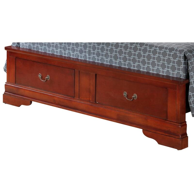 Queen Sleigh Bed with Two Storage Drawers - 87" - Brown