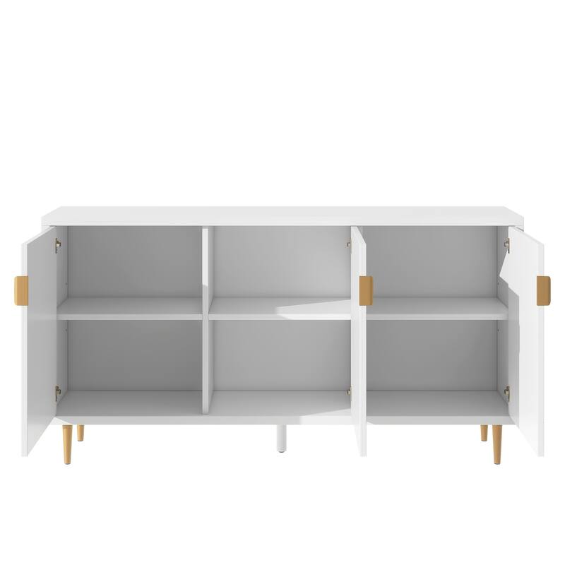Scandinavian Style TV Stand with 3 Doors & Adjustable Shelves, Fits TVs Up to 70 Inches