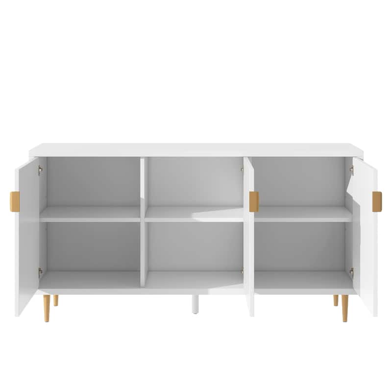 White Modern 65" TV Stand Cabinet with 3 Doors and Adjustable Shelves for TVs Up to 70"