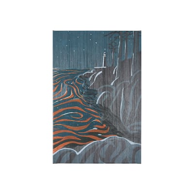 Sea Bay At Night III (20 x 30 ) Canvas Art Print