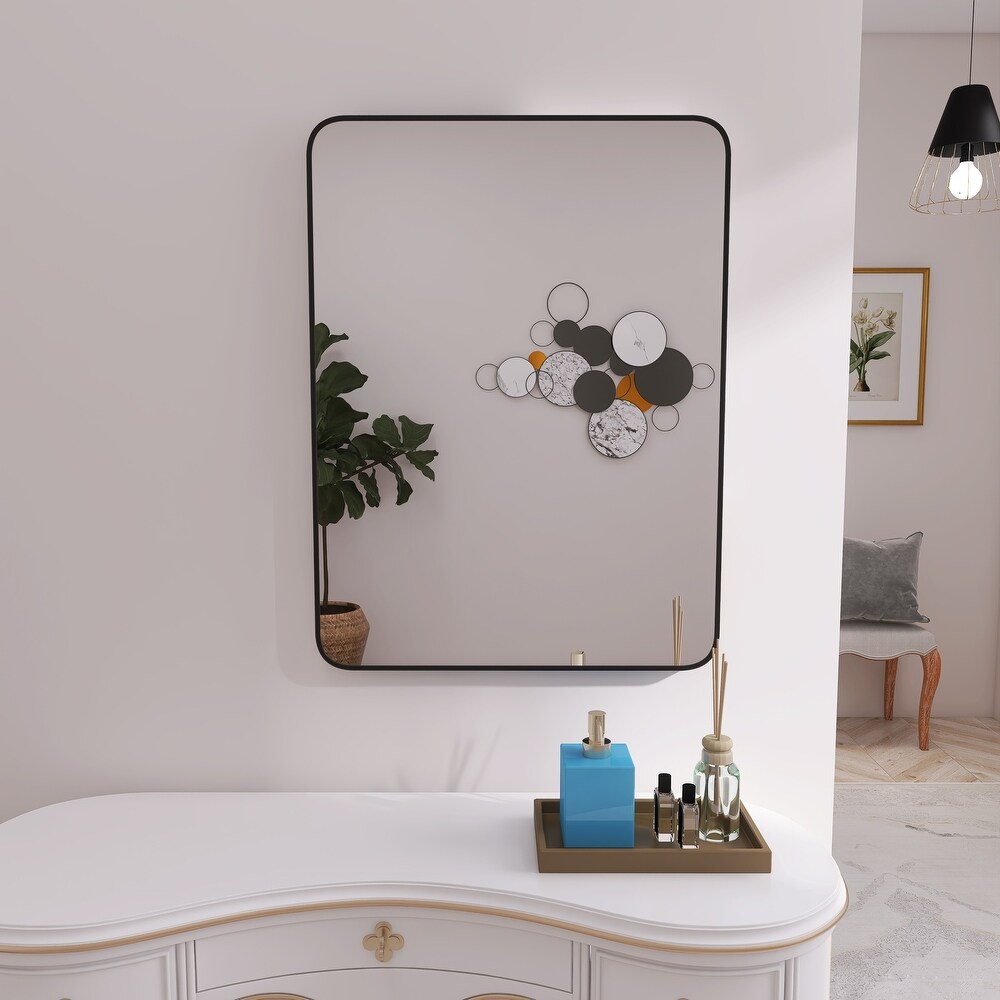 White Bathroom Details about   Round Metal Framed Wall Mirror 50cm diam Black Feature vanity 