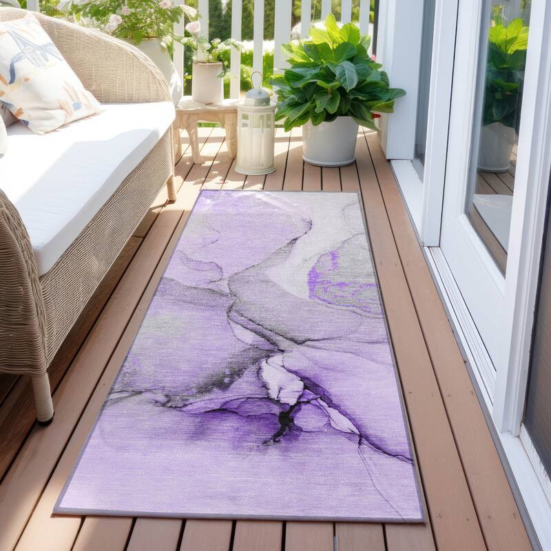 Allu Unique Abstract Weather Resistant Blended Style Outdoor Rug