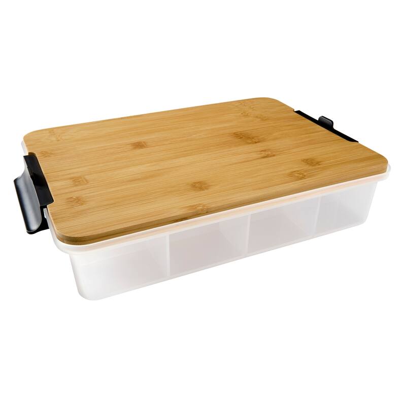 Farberware Snackle Box: 11-Compartment Organizer with Bamboo Lid, 11x16